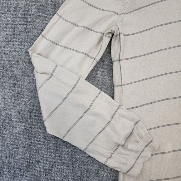 Banana Republic Sweater Mens XL Gray Striped Silk Cashmere Blend V Neck Preppy - Picture 9 of 16